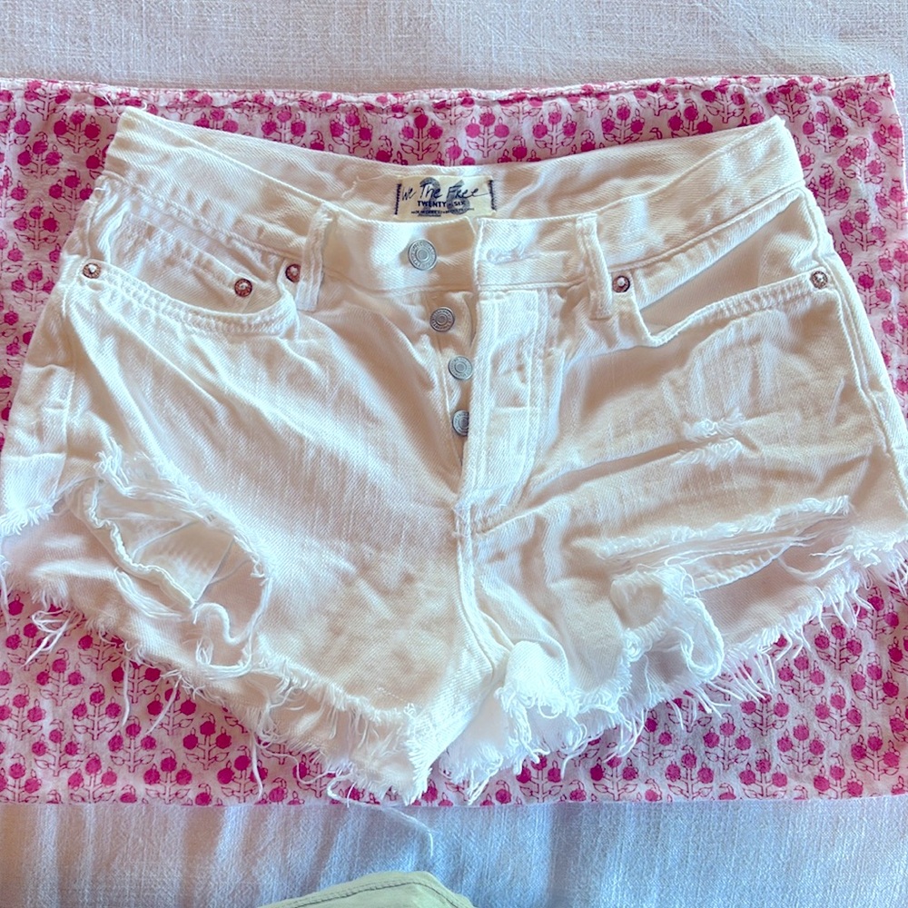 Free people white denim shorts